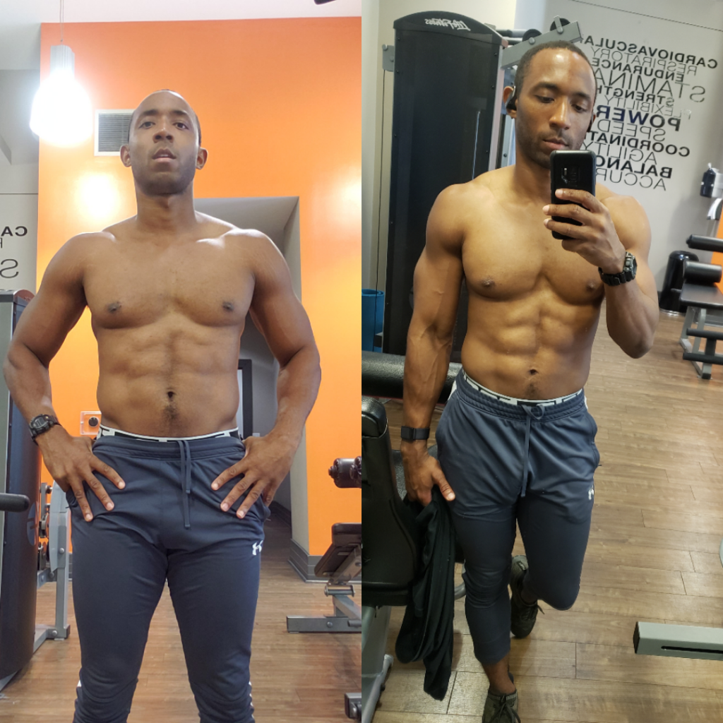 Side by side of my weight loss progress.