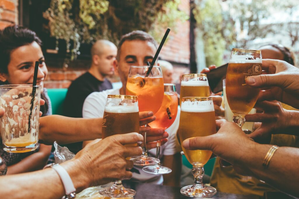 Group of friends having a toast.